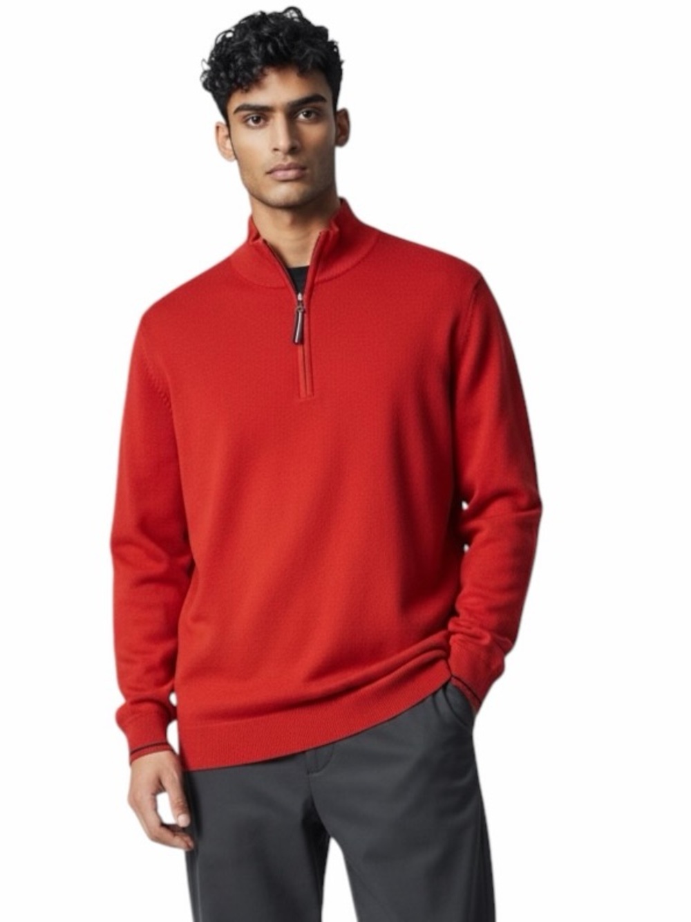 Tommy Hilfiger Golf•Men's Red Quarter Zip Mock Neck Collar Sweater